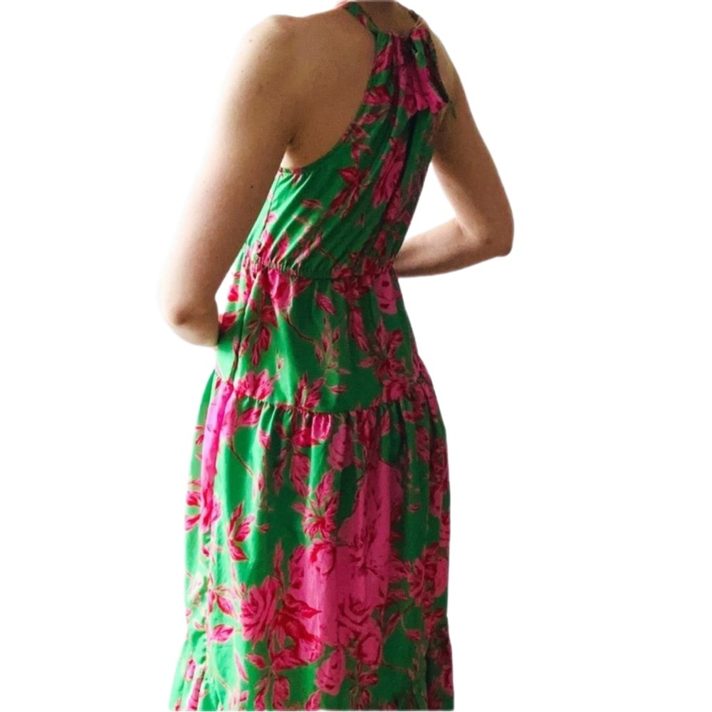 Vibrant Floral Tiered Halter Maxi Dress by CDM XS - Picture 4 of 15